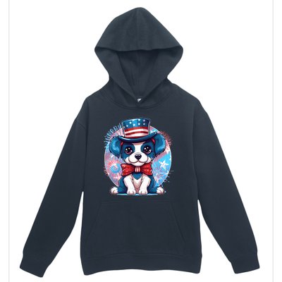 Cute Patriotic Red White And Blue Puppy Dog Urban Pullover Hoodie