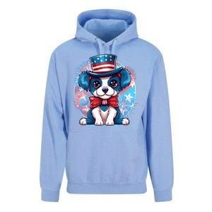 Cute Patriotic Red White And Blue Puppy Dog Unisex Surf Hoodie