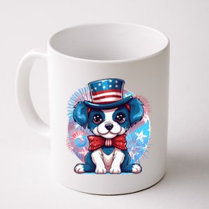 Cute Patriotic Red White And Blue Puppy Dog Coffee Mug