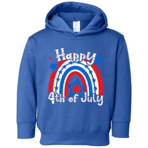 Cute Patriotic Rainbow Happy 4th Of July Gift Cute Gift Toddler Hoodie