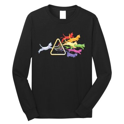 Cat Prism Rainbow Light Funny Physics Science Spectral Cat Long Sleeve Shirt