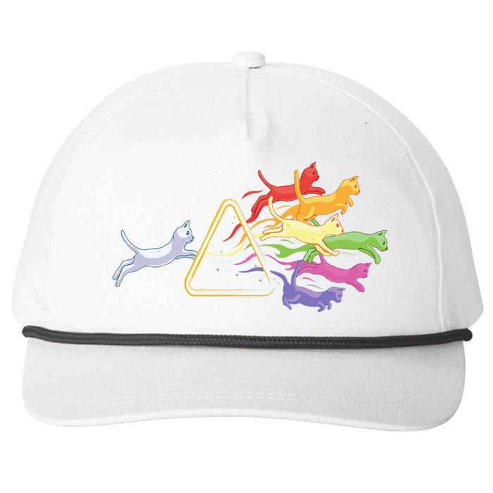 Cat Prism Rainbow Light Funny Physics Science Spectral Cat Snapback Five-Panel Rope Hat