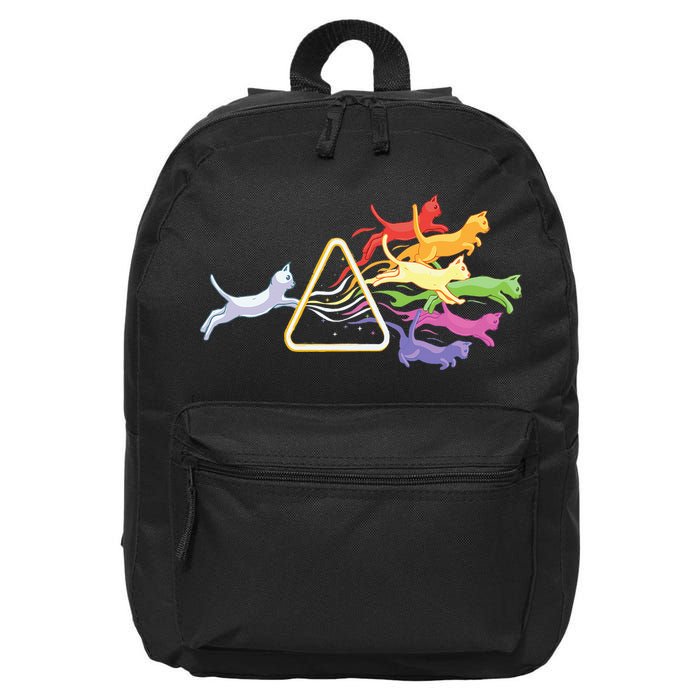 Cat Prism Rainbow Light Funny Physics Science Spectral Cat 16 in Basic Backpack