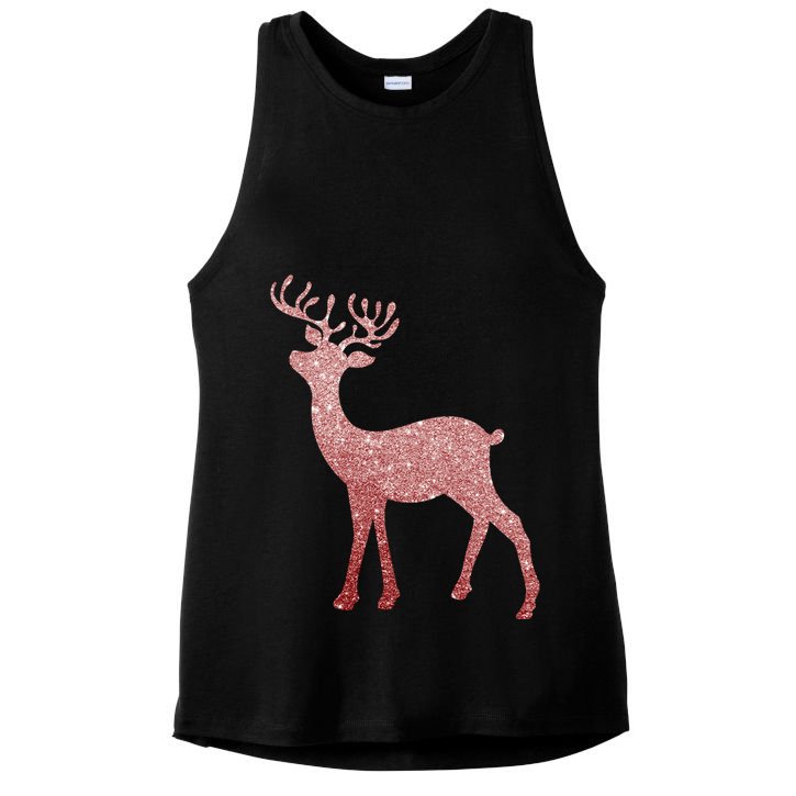Cute Pink Reindeer Winter Holiday Gift Ladies PosiCharge Tri-Blend Wicking Tank