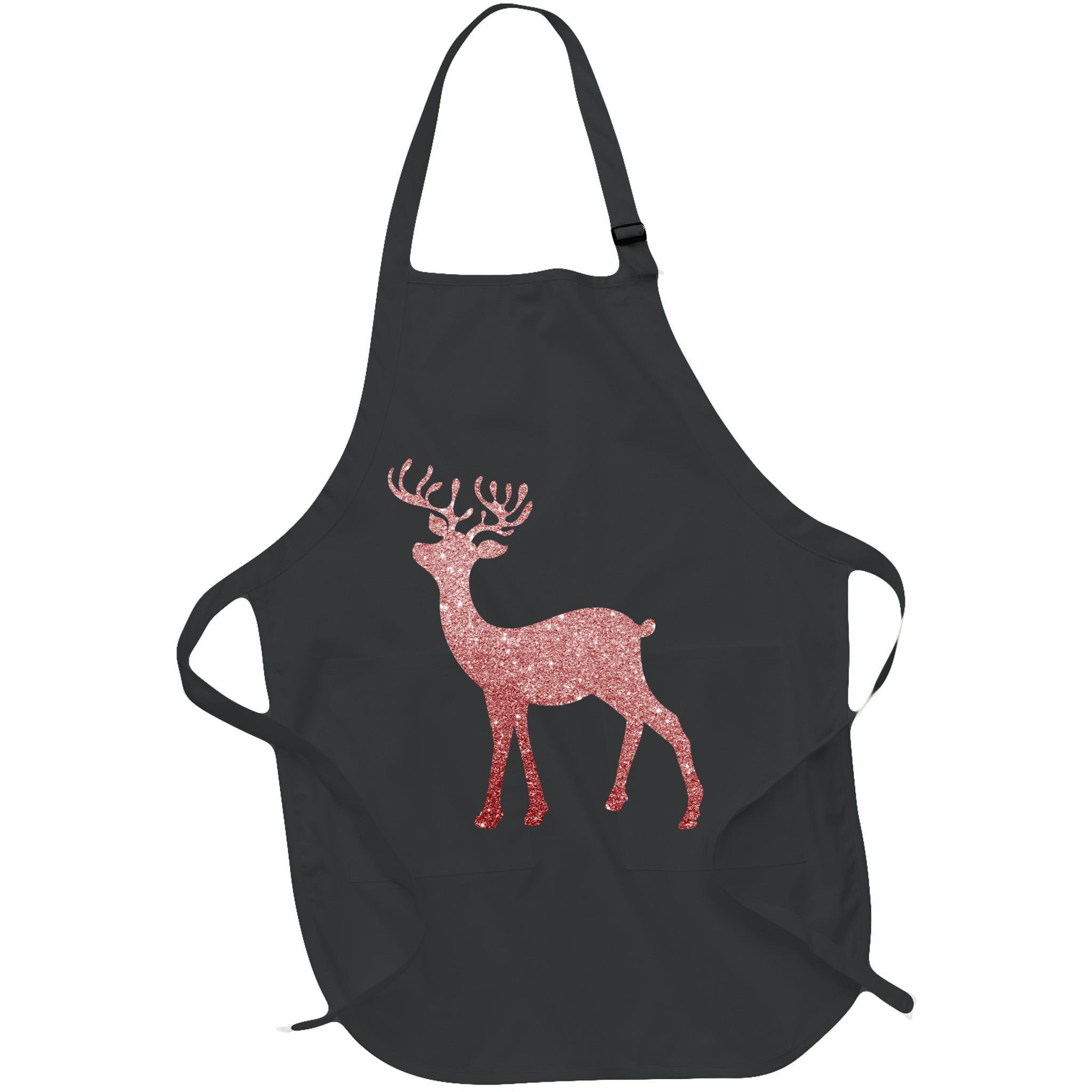 Cute Pink Reindeer Winter Holiday Gift Apron