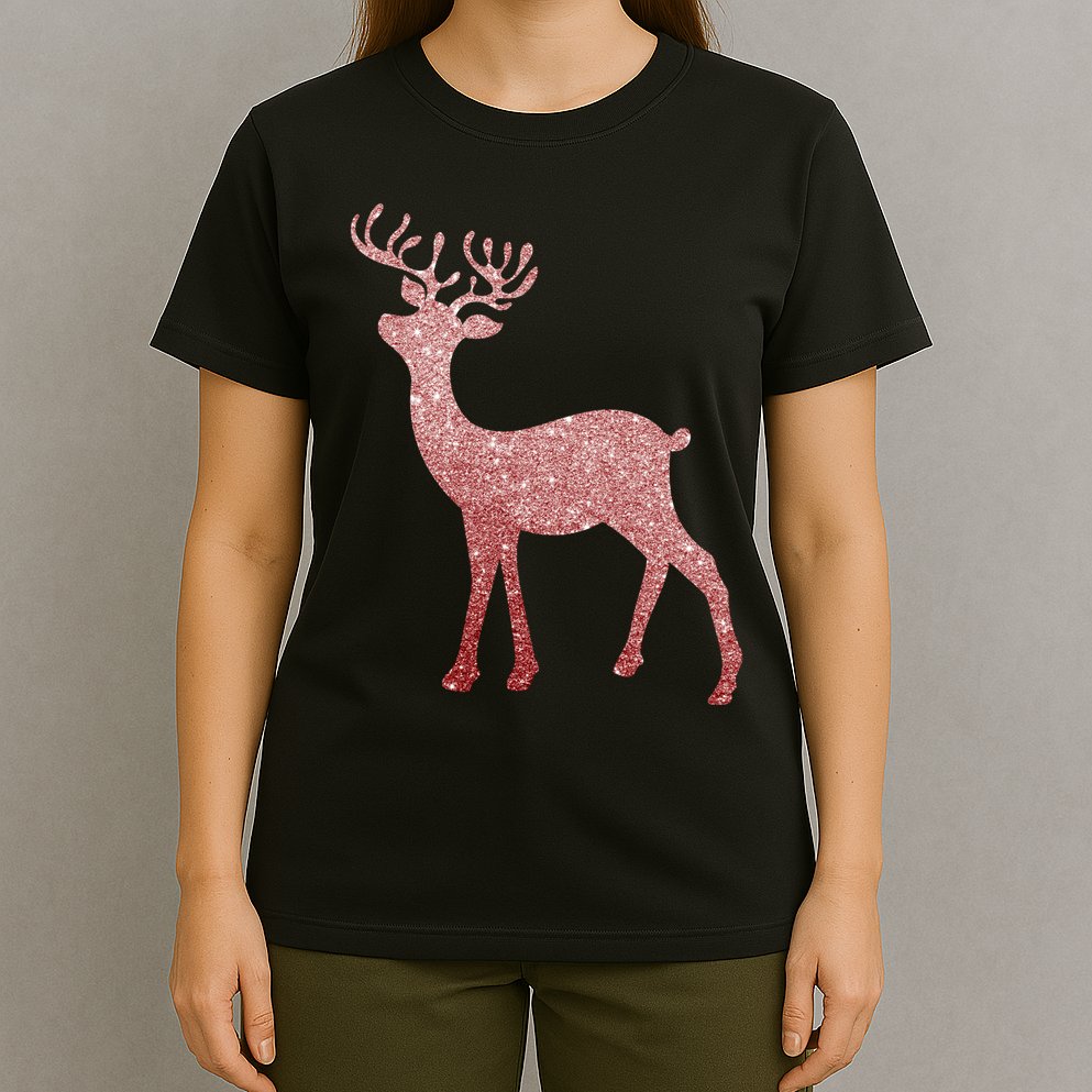 Cute Pink Reindeer Winter Holiday Gift T-Shirt