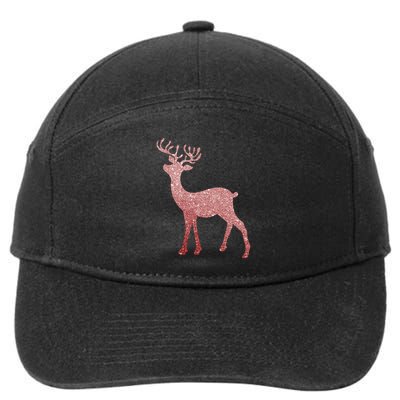 Cute Pink Reindeer Winter Holiday Gift 7-Panel Snapback Hat