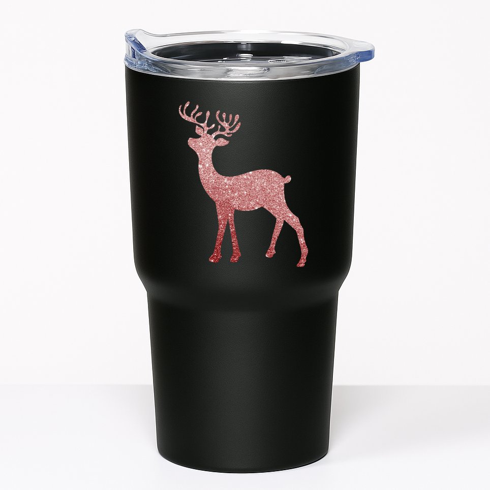 Cute Pink Reindeer Winter Holiday Gift Tumbler