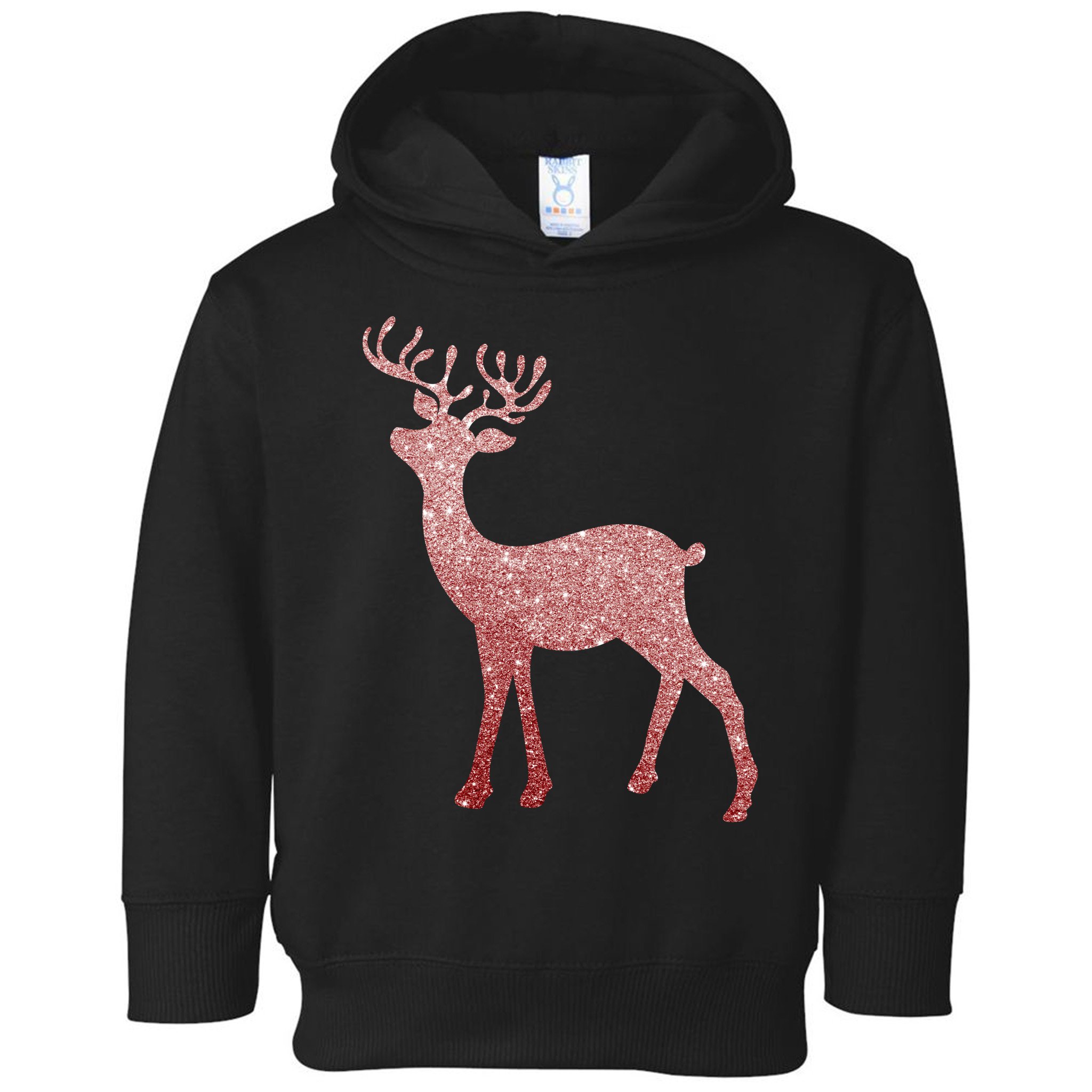 Cute Pink Reindeer Winter Holiday Gift Toddler Hoodie