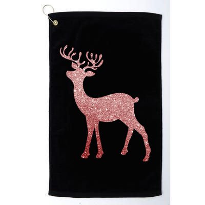 Cute Pink Reindeer Winter Holiday Gift Golf Towel