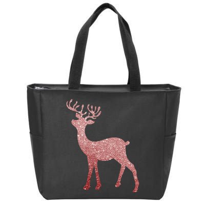 Cute Pink Reindeer Winter Holiday Gift Zip Tote Bag