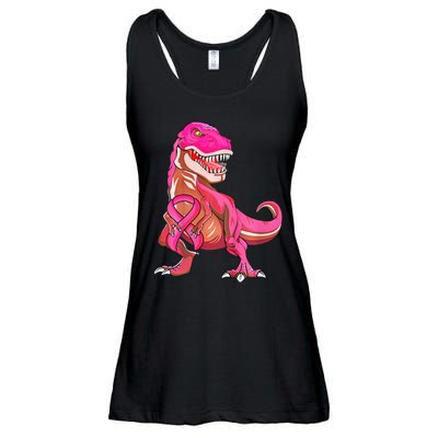 cute Pink Ribbon TRex Breast Cancer Awareness Ladies Essential Flowy Tank