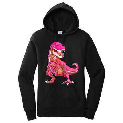 cute Pink Ribbon TRex Breast Cancer Awareness Women's Pullover Hoodie