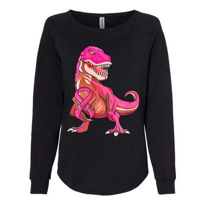 cute Pink Ribbon TRex Breast Cancer Awareness Womens California Wash Sweatshirt