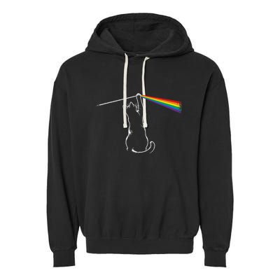 Cat Prism Rainbow Light Funny Physics Science Spectral Cat Garment-Dyed Fleece Hoodie