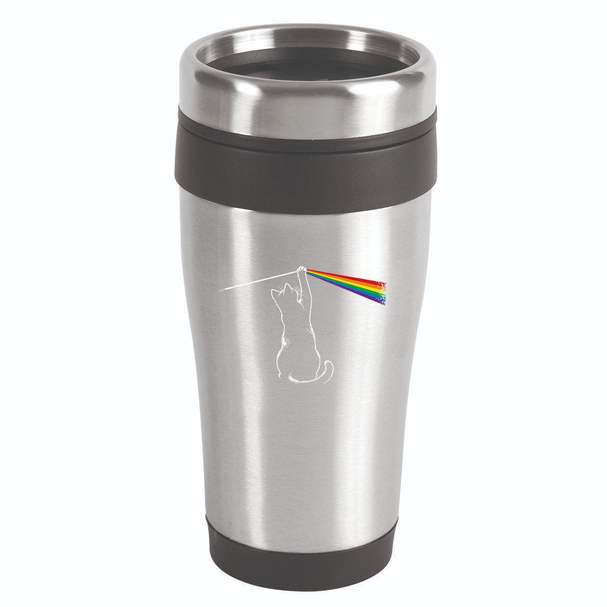 Cat Prism Rainbow Light Funny Physics Science Spectral Cat 16oz Travel Tumbler
