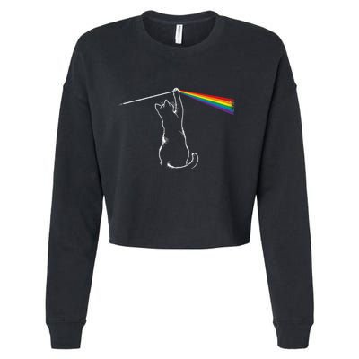 Cat Prism Rainbow Light Funny Physics Science Spectral Cat Cropped Pullover Crew