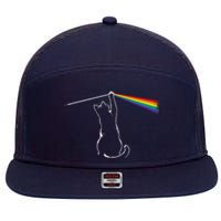 Cat Prism Rainbow Light Funny Physics Science Spectral Cat 7 Panel Mesh Trucker Snapback Hat