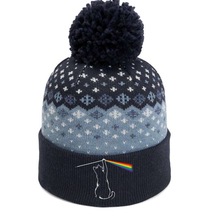 Cat Prism Rainbow Light Funny Physics Science Spectral Cat The Baniff Cuffed Pom Beanie