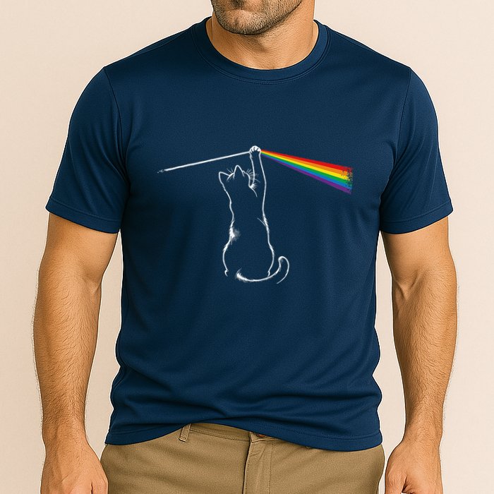 Cat Prism Rainbow Light Funny Physics Science Spectral Cat Performance Shirt