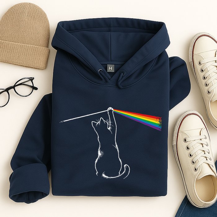 Cat Prism Rainbow Light Funny Physics Science Spectral Cat Hoodie
