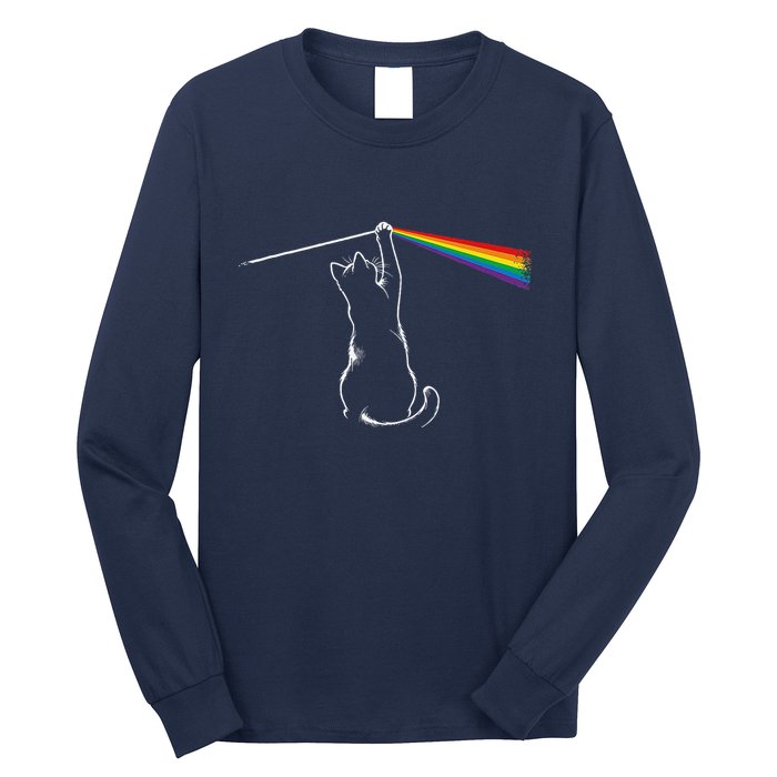 Cat Prism Rainbow Light Funny Physics Science Spectral Cat Long Sleeve Shirt