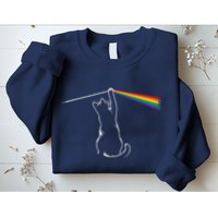 Cat Prism Rainbow Light Funny Physics Science Spectral Cat Sweatshirt