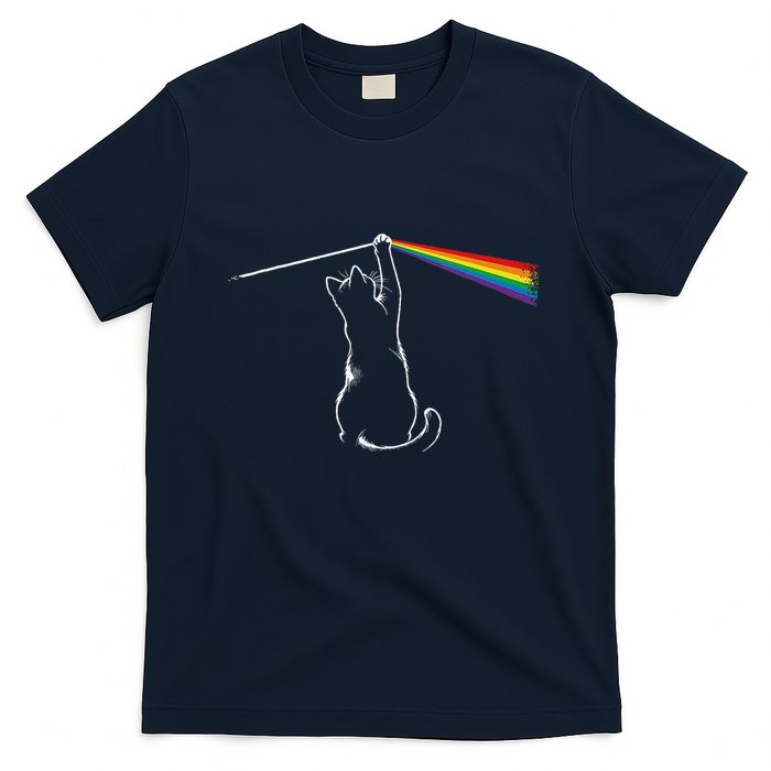 Cat Prism Rainbow Light Funny Physics Science Spectral Cat T-Shirt