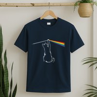 Cat Prism Rainbow Light Funny Physics Science Spectral Cat T-Shirt