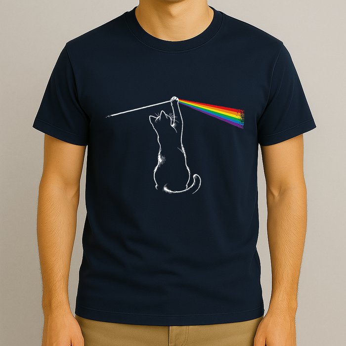 Cat Prism Rainbow Light Funny Physics Science Spectral Cat T-Shirt