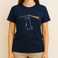 Cat Prism Rainbow Light Funny Physics Science Spectral Cat T-Shirt