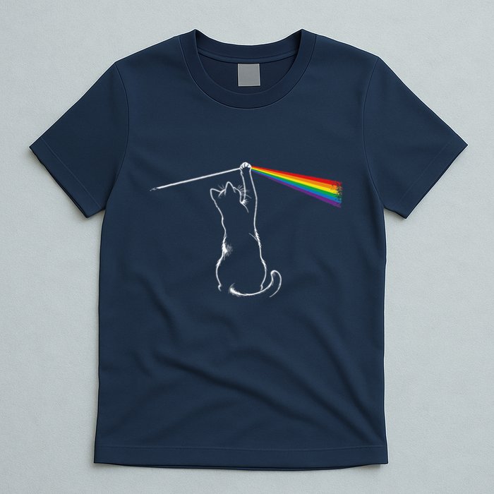 Cat Prism Rainbow Light Funny Physics Science Spectral Cat T-Shirt
