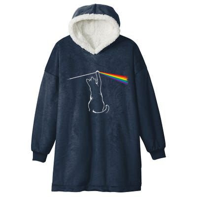 Cat Prism Rainbow Light Funny Physics Science Spectral Cat Hooded Wearable Blanket