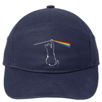 Cat Prism Rainbow Light Funny Physics Science Spectral Cat 7-Panel Snapback Hat