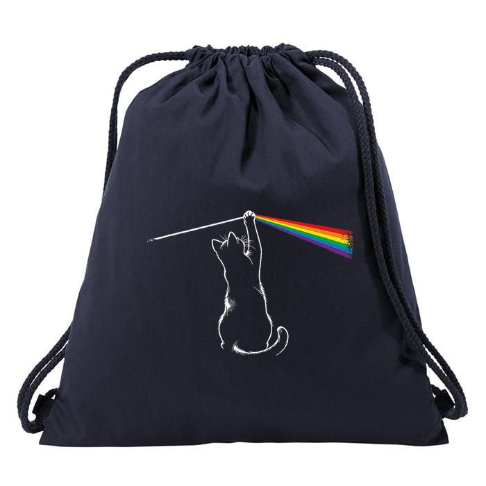 Cat Prism Rainbow Light Funny Physics Science Spectral Cat Drawstring Bag