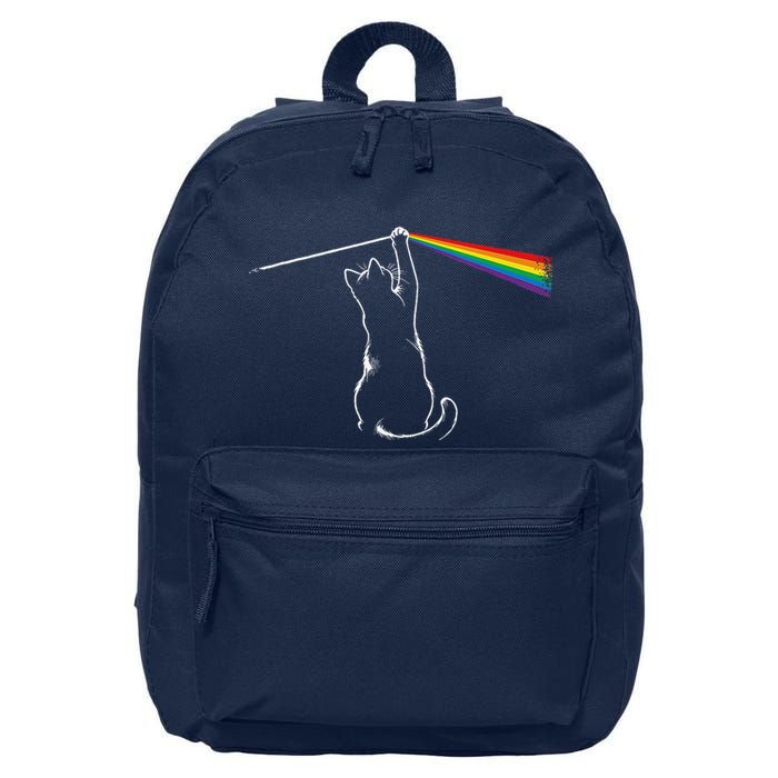 Cat Prism Rainbow Light Funny Physics Science Spectral Cat 16 in Basic Backpack