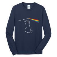 Cat Prism Rainbow Light Funny Physics Science Spectral Cat Tall Long Sleeve T-Shirt