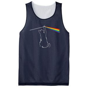 Cat Prism Rainbow Light Funny Physics Science Spectral Cat Mesh Reversible Basketball Jersey Tank