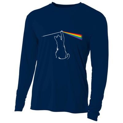 Cat Prism Rainbow Light Funny Physics Science Spectral Cat Cooling Performance Long Sleeve Crew