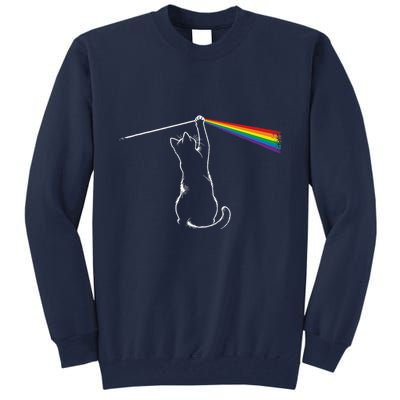 Cat Prism Rainbow Light Funny Physics Science Spectral Cat Tall Sweatshirt