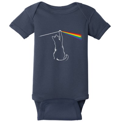 Cat Prism Rainbow Light Funny Physics Science Spectral Cat Baby Bodysuit