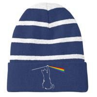 Cat Prism Rainbow Light Funny Physics Science Spectral Cat Striped Beanie with Solid Band