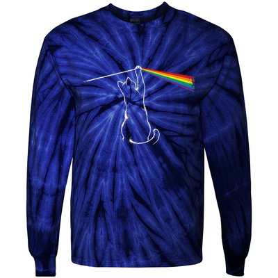 Cat Prism Rainbow Light Funny Physics Science Spectral Cat Tie-Dye Long Sleeve Shirt