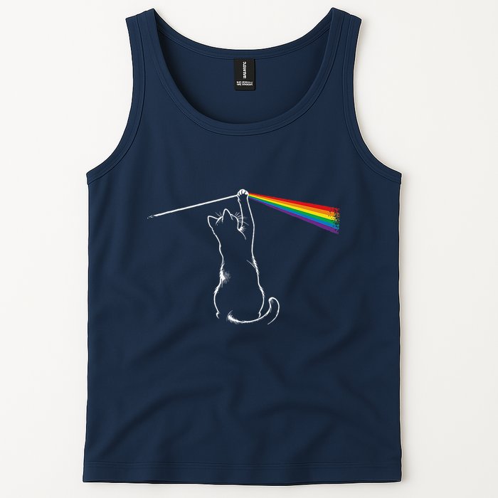 Cat Prism Rainbow Light Funny Physics Science Spectral Cat Tank Top