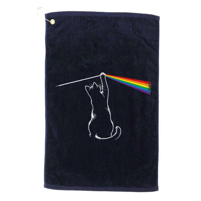 Cat Prism Rainbow Light Funny Physics Science Spectral Cat Golf Towel