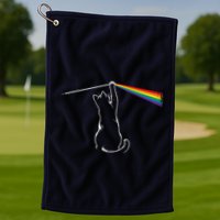 Cat Prism Rainbow Light Funny Physics Science Spectral Cat Golf Towel