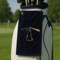 Cat Prism Rainbow Light Funny Physics Science Spectral Cat Golf Towel