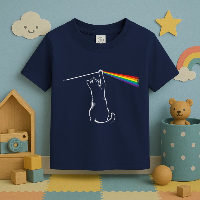 Cat Prism Rainbow Light Funny Physics Science Spectral Cat Toddler T-Shirt