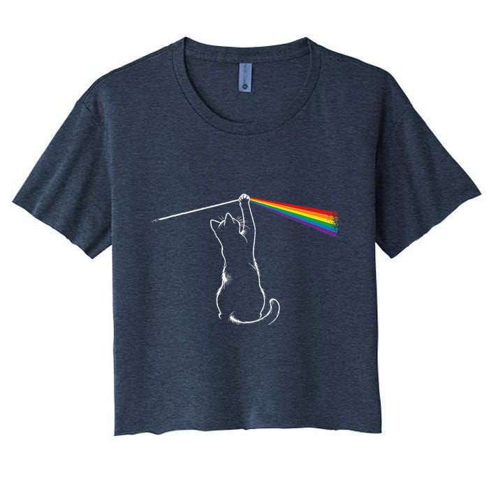 Cat Prism Rainbow Light Funny Physics Science Spectral Cat Crop Top