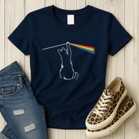 Cat Prism Rainbow Light Funny Physics Science Spectral Cat Womens T-Shirt